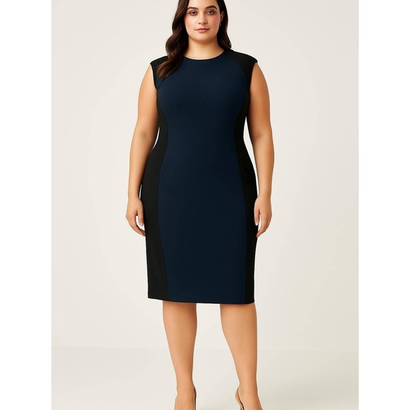 Jay Godfrey Dress Black Navy Sleeveless Sheath Cocktail Work Plus Size 16W - Picture 1 of 5